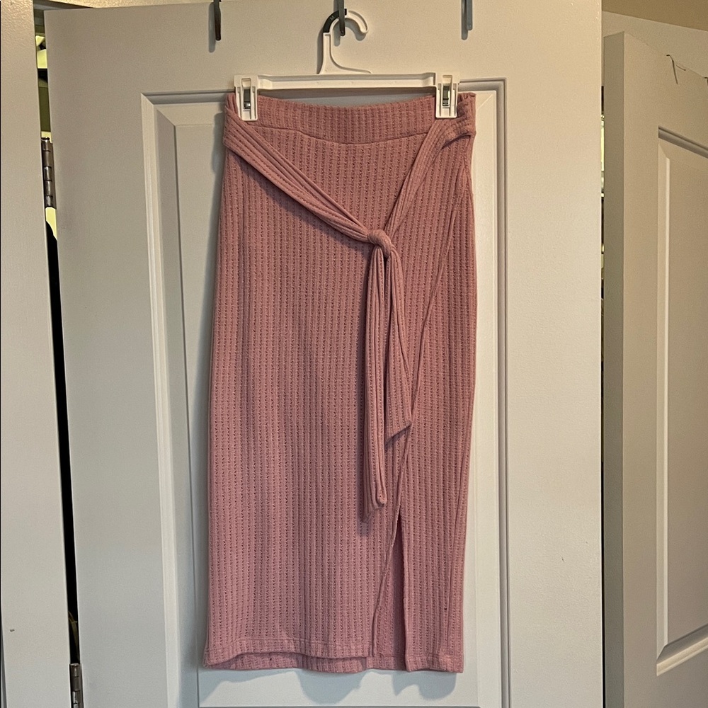 Pink Knit Wrap Skirt